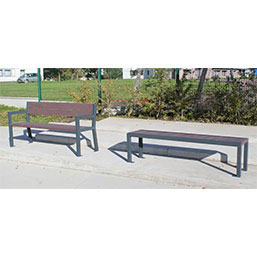 Banc public avec lattes renforcées - STOCKHOLM - plastique recyclé et piétement acier_1