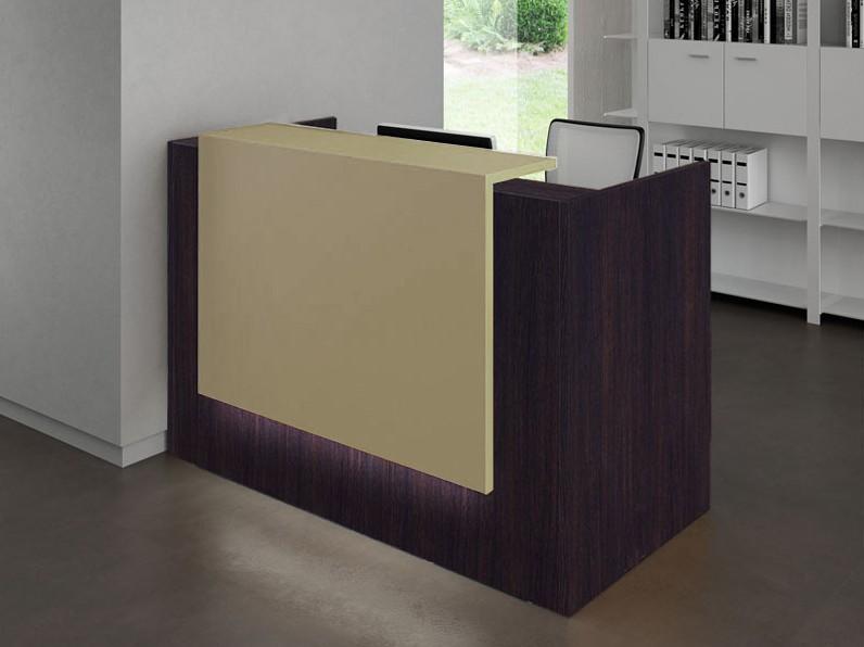 Borne d'accueil compacte Z2, ton bois 1 personne - Officity - 146, Beige, Wengé_0