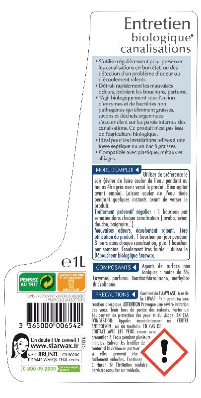 Entretien gel canalisations STARWAX 1L - évite les bouchons et les odeurs_1