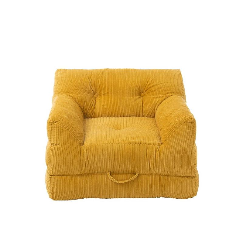 FAUTEUIL CONVERTIBLE CHARLENE JAUNE  COTON / MOUSSE_1