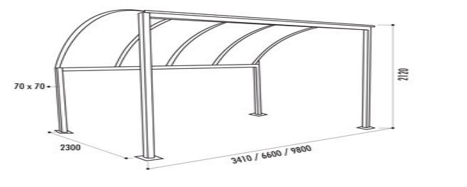 Abri vélo ouvert portici / structure en acier / toiture en polycarbonate / pour 8 vélos_1