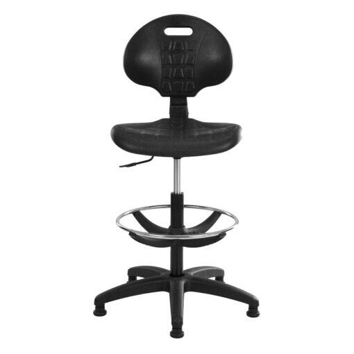 Chaise de caisse LEO neuf - Polyuréthane noir - Réglable en hauteur de 62 à 88 cm - Dossier réglable - Repose-pieds chromé_1