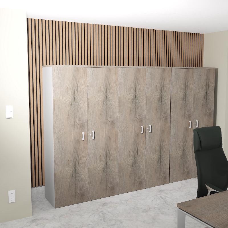 Armoire haute 197 cm avec portes battantes - Mobel Linea - 100, Chêne grisé_1