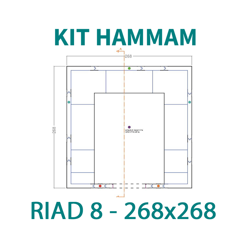 KIT CABINE HAMMAM À CARRELER RIAD 8 - 268X268 - 8 PLACES_1