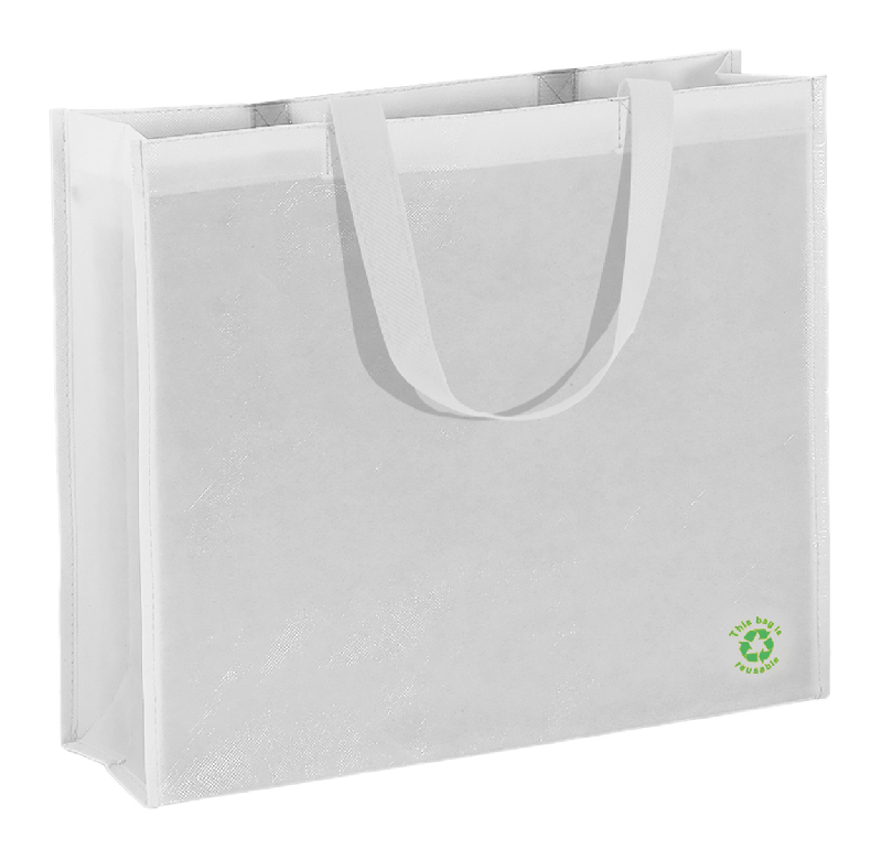 Sac shopping éco - non-woven laminé 100 g/m² - couleur blanche - poids 53,5 g_1