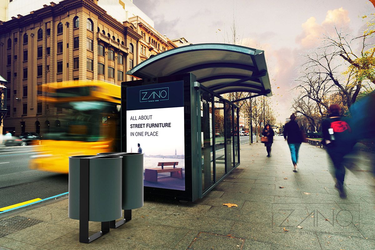 Poubelle publique Start 03.044.Sc - Zano - acier au carbone - durable et moderne_1