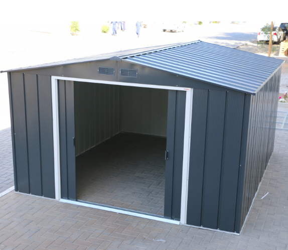 Abri de jardin en métal Duramax Colussus DUAE1012PR - 11,69m² - Parois hautes anthracite - Avec kit d'ancrage_1