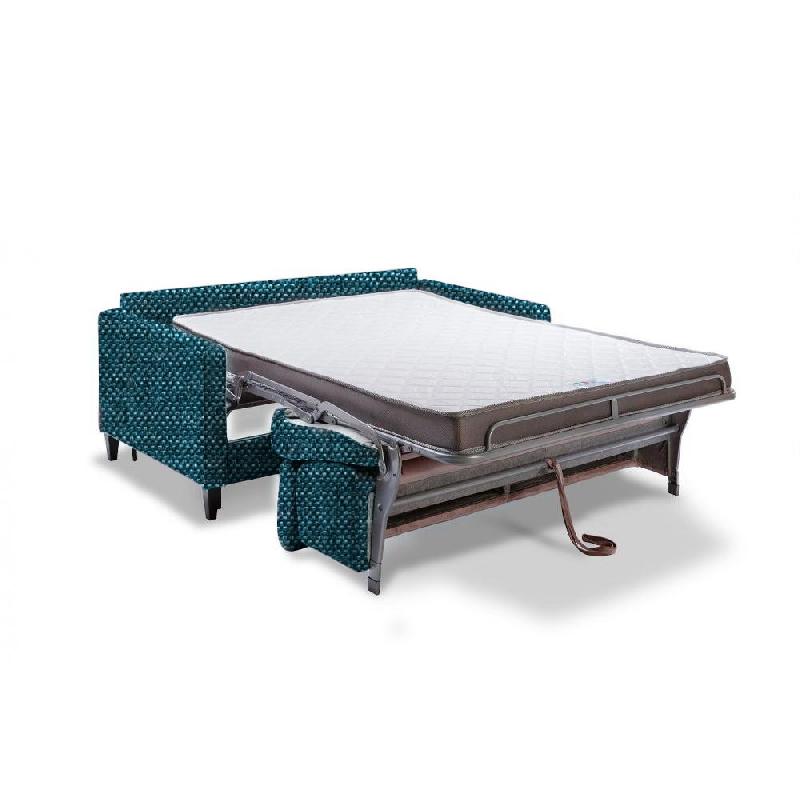 Canapé express SOHO - Matelas 16 cm - Sommier à lattes 140 cm - Tissu tweed bleu marine_1