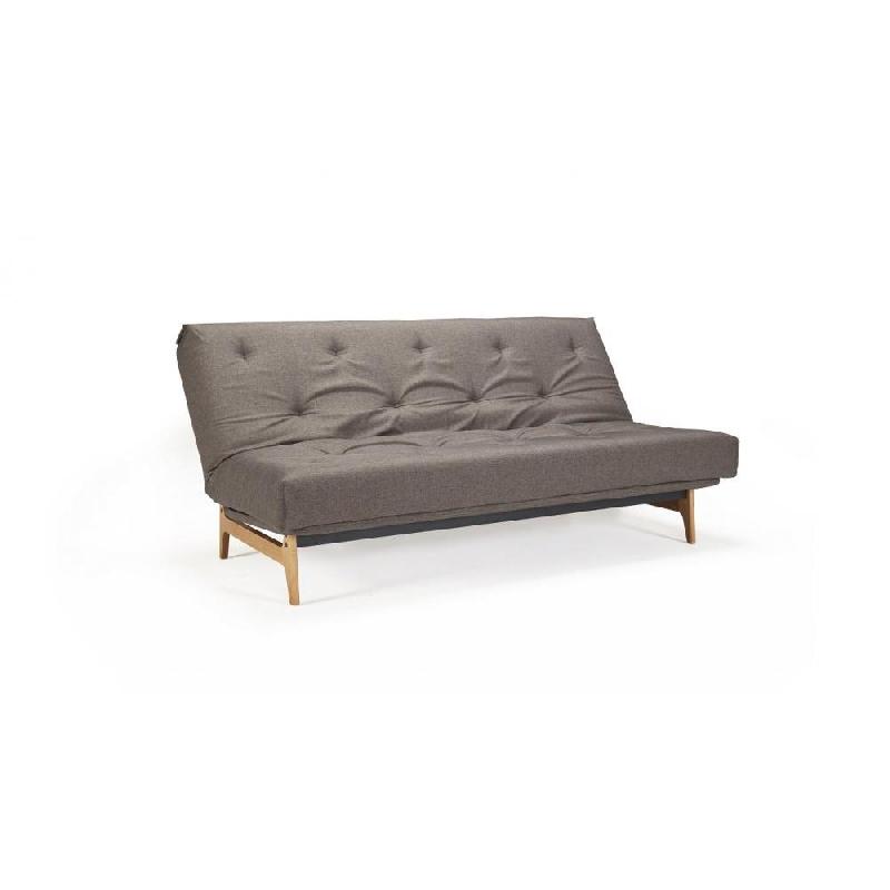 Canapé convertible design Aslak - Innovation Living - Lit capitonné 140x200 cm - Tissu Flashtex Dark Grey_1