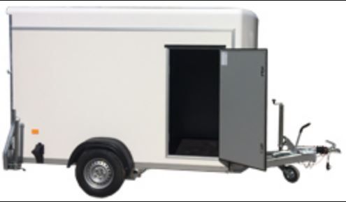 Remorque fourgon 3 polyester alu & multiplis - Mil Remorque - 750 à 1300 kg - Simple essieu freiné - Dimensions intérieures 300x155xH190 cm_1