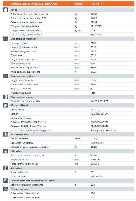 3414 HT H180 compacteur monocylindre - HAMM - 14240 kg avec cylindre lisse et équipement avancé_1