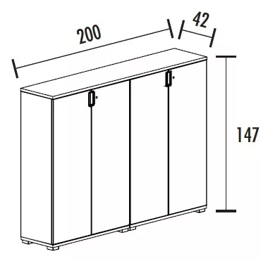 Armoire 4 portes - 6 étagères - (L : 200 cm x P : 42 cm x H : 147 cm) So Laroya_1