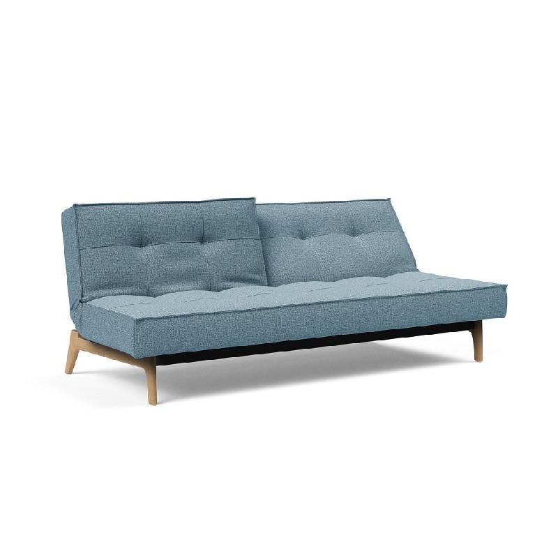 Innovation Living - Canapé convertible Splitback Eik 115x200 cm - Tissu Mixed Dance Light Blue - Design scandinave avec pieds en chêne_1