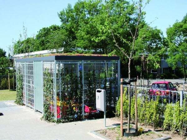 Abri vélo fermé 5-lock-green  / structure en acier / bardage en verre securit_1