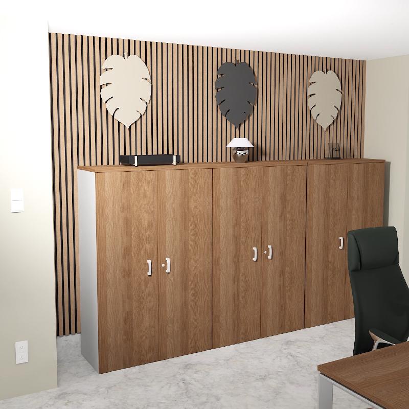 Armoire moyenne avec portes en bois - Mobel Linea - 80, Acacia foncé_2