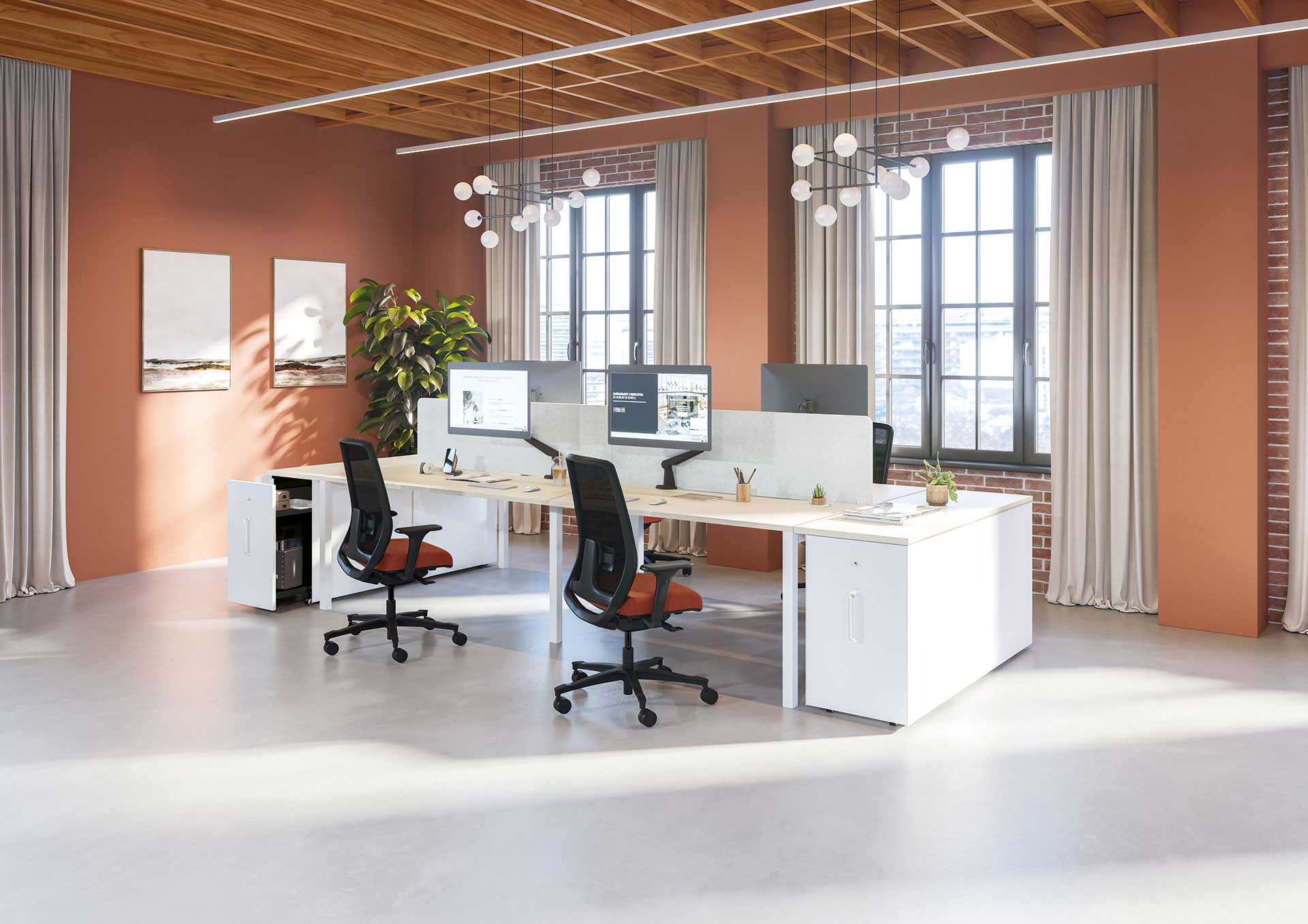 Crédence roulante en bois - 4 tiroirs, 2 niches, plumier inclus - 120x60x57 cm - Bois PEFC, fabrication française_1