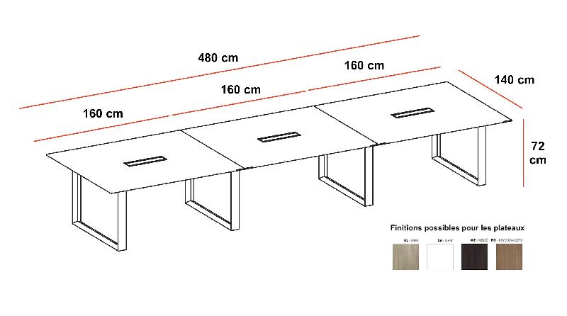 Grande table de réunion rectangulaire X7- Officity. - Blanc 9010, Blanc, 480_1