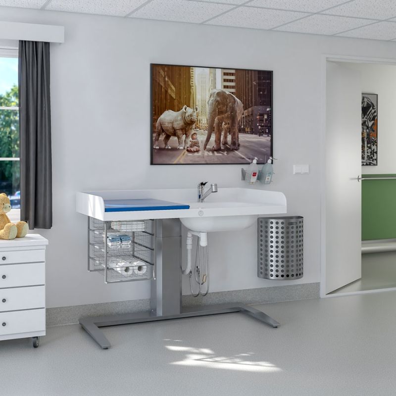 Table à langer pour handicapé - Granberg - électrique, hauteur variable 75-115 cm, lavabo à droite - modèle 343+_1