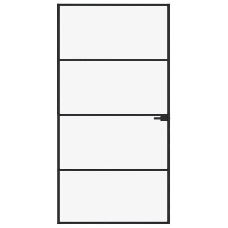 Vidaxl porte d'intérieur noir 102x201,5 cm trempé verre aluminium fin 153661_1