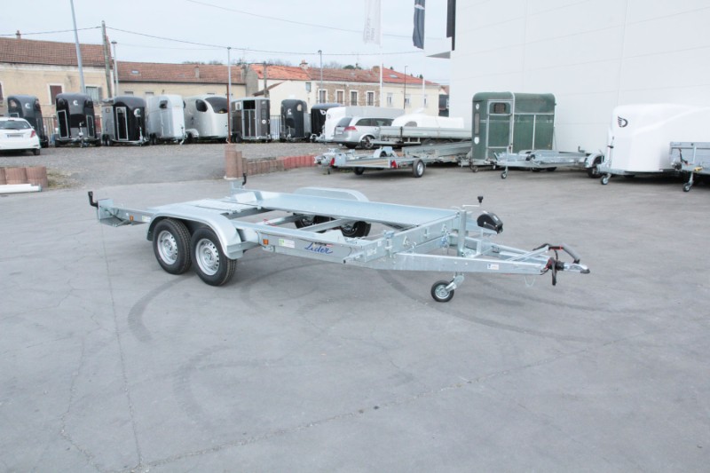 Remorque porte voiture lider 39740 avec rails perforés pour cales et sangles de roue