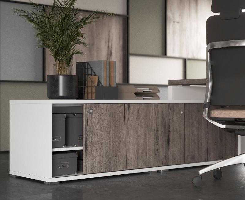 Bureau pour manager bicolore TAK - Mobel Linea - 185, Gauche, Chêne grisé_2