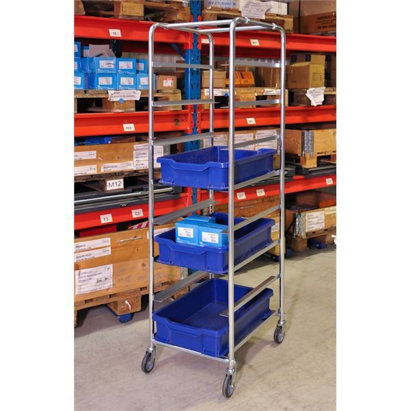 Chariot porte-bacs électro-galvanisé Manuest - pour 8 caisses normes européennes, charge 150kg_1