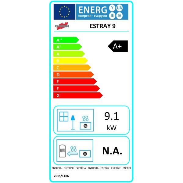 Poêle à granulés Estray 9 - étanche, électronique, 9,1 kW - Habillage acier noir, sortie concentrique_1