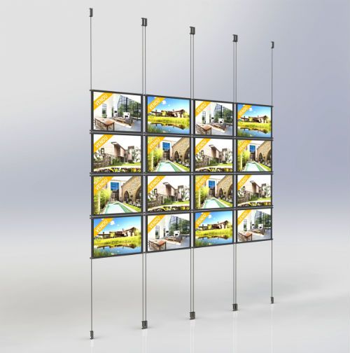 Porte-affiches lumineux LED suspendus sur câbles - Guinaudeau - Format A3 paysage - Éclairage LED longue durée_1