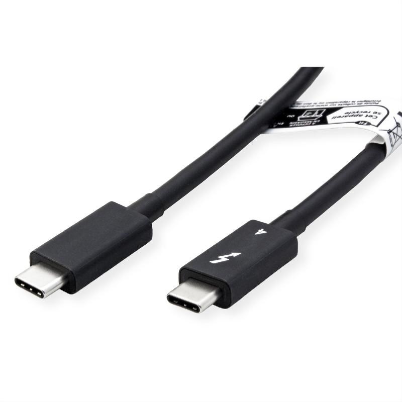 ROLINE Câble Thunderbolt™ 4 USB type C, M/M, 8K UHD-2, 40Gbit/s, 100W, passif, noir, 1 m_1