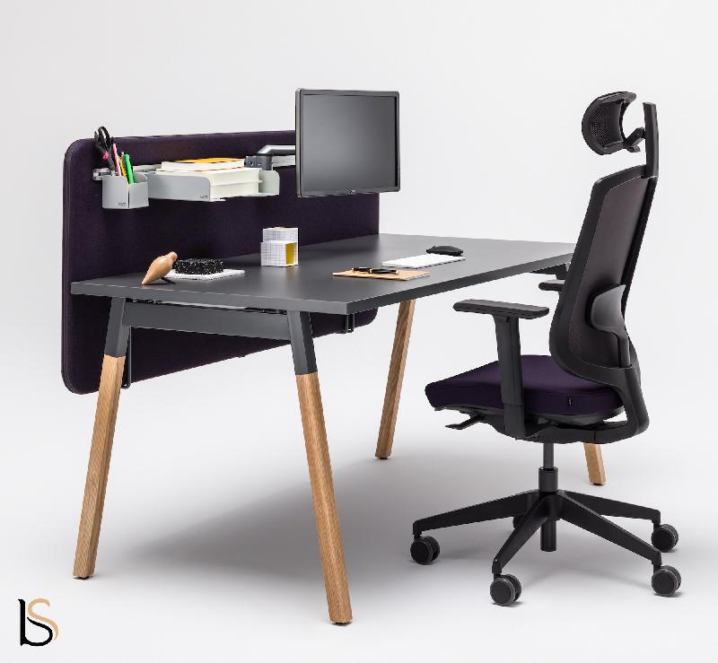 Bureau individuel Ogi Wood - MDD - Anthracite, 120 x 70 cm, Non_1
