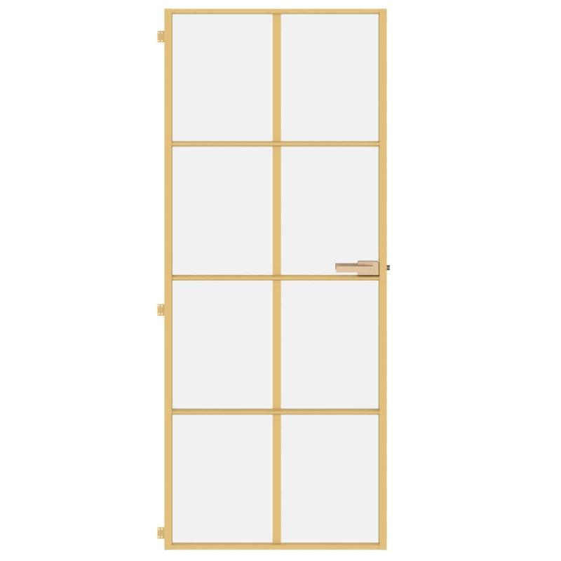 Vidaxl porte intérieure mince doré 83x201,5 cm verre trempé aluminium 155141_1