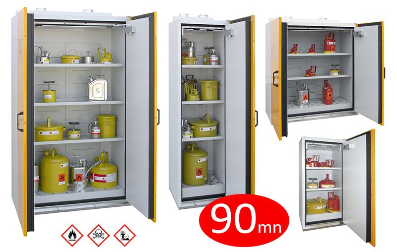 Armoire de sécurité coupe-feu 90 mn - fermeture automatique - 131 x 119 x 60 cm - produits inflammables avec rétention_1