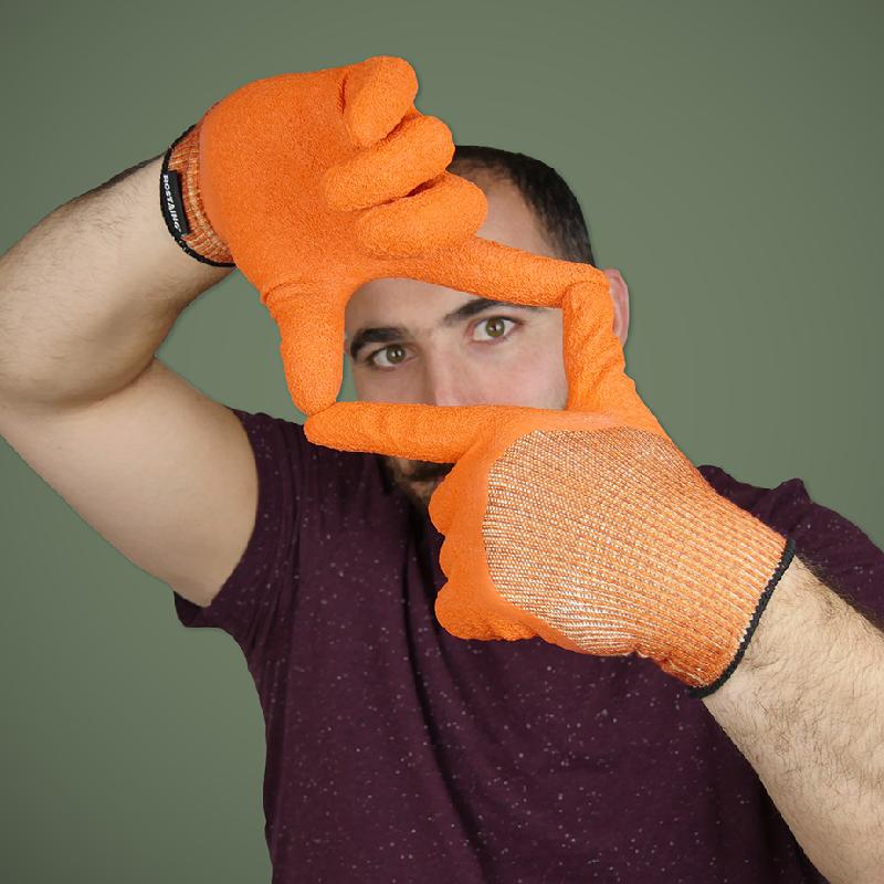 Gants de plantation homme - ROSTAING Visible, taille 10 - Étanches paume et doigts, orange_1