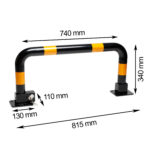 Barrière de parking manuelle équipée de bandes rétro-réfléchissantes pour une meilleure visibilité