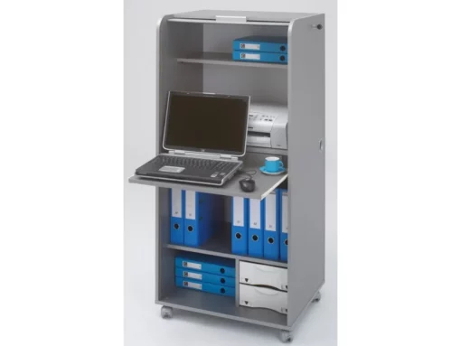 Armoire à rideaux ORGA neuf - 2 tiroirs - H140 cm - Aluminium - Structure en panneaux de particules mélaminés_1