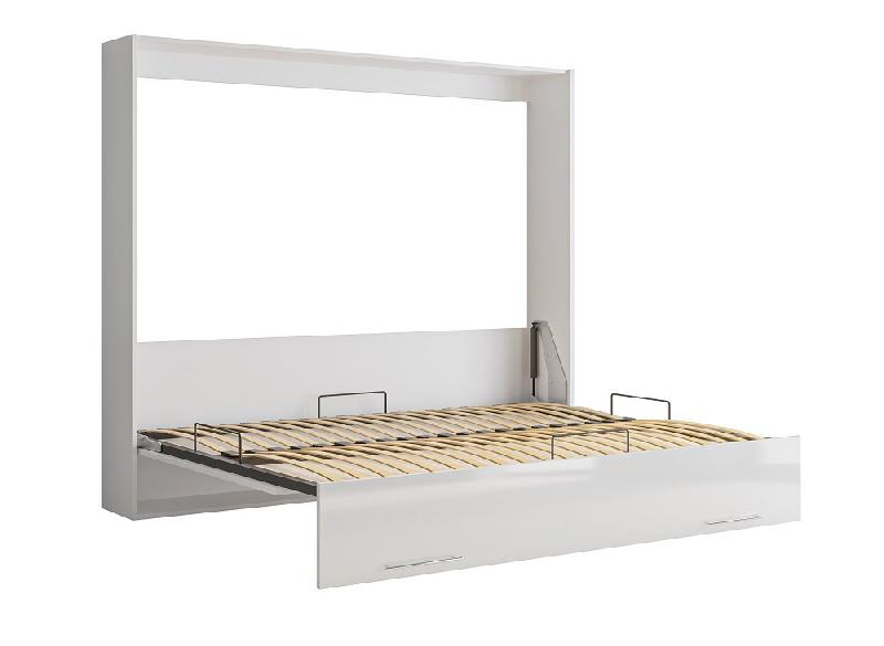 Armoire lit escamotable VERTIGO - Façade blanc brillant - Couchage 160x200 cm - Design chic et contemporain_1