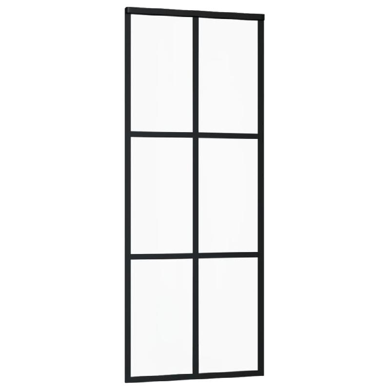 Vidaxl porte coulissante et quincaillerie verre esg/aluminium 76x205cm 3081944_1