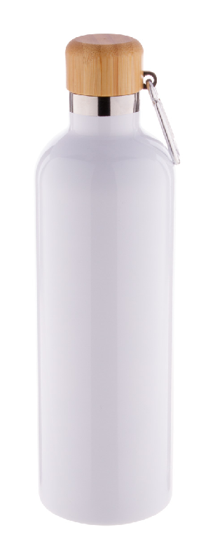 Thermos isotherme double paroi en acier inoxydable - couvercle bambou et mousqueton - 500 ml_1