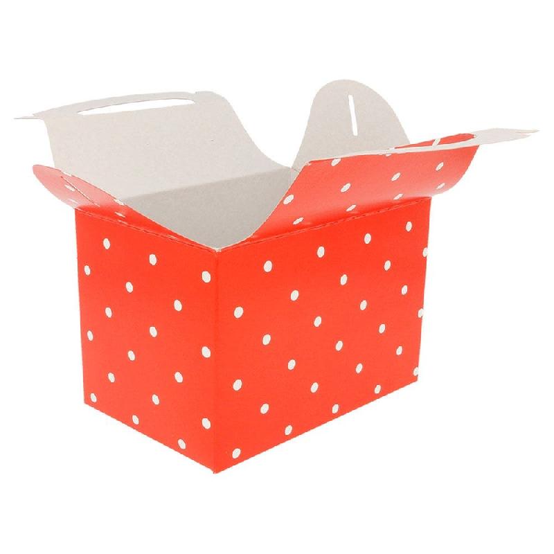 Boîte menu à emporter carton rouge à pois blancs 17x16x10cm - par 300_1