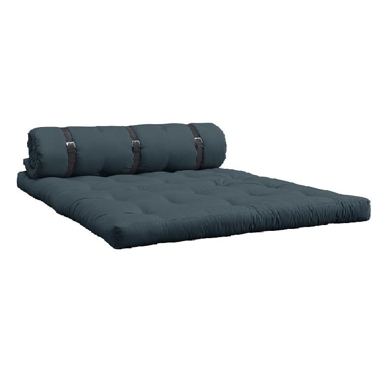 Canapé futon convertible Buckle-Up - Standard - Couleur bleu pétrole - Matelas épais 140x200 cm_1