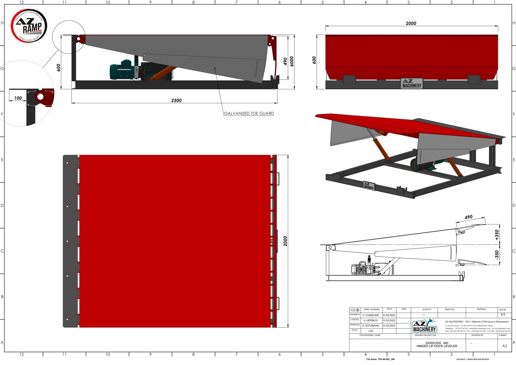 Niveleur de quai à lèvre rabattable - Capacité 6T à 12T - Puissance 750 W - Sécurisé et robuste - Az ramp_1