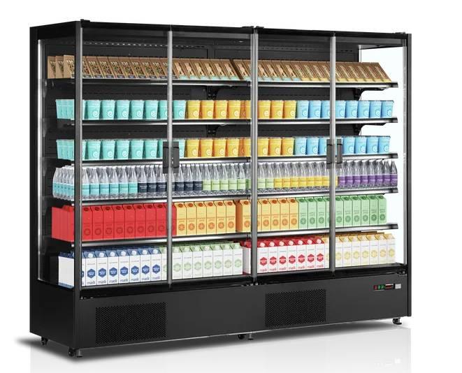 Vitrine réfrigérée PC2500B - 5,13 m² surface, 4 portes vitrées, éclairage LED, garantie 2 ans_1