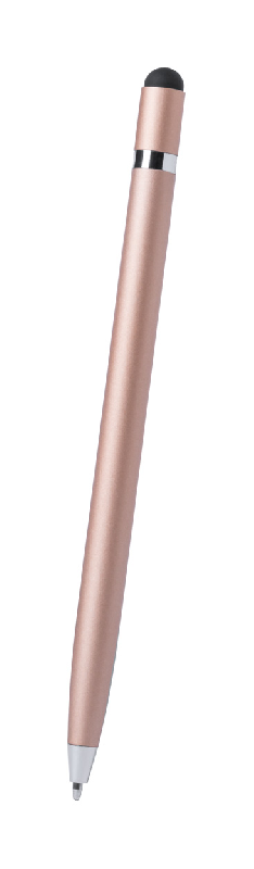 Stylo à bille en aluminium - stylet intégré - finition mate - couleur dorée - encre bleue_1