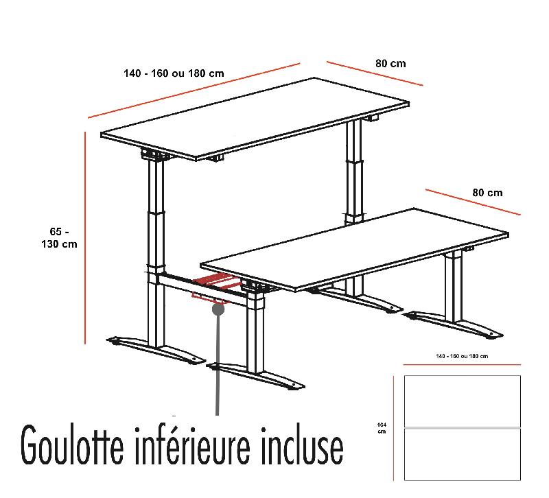 Bureau bench réglable en hauteur UP - Mobel Linea - Oui, 180, Blanc, Blanc_1