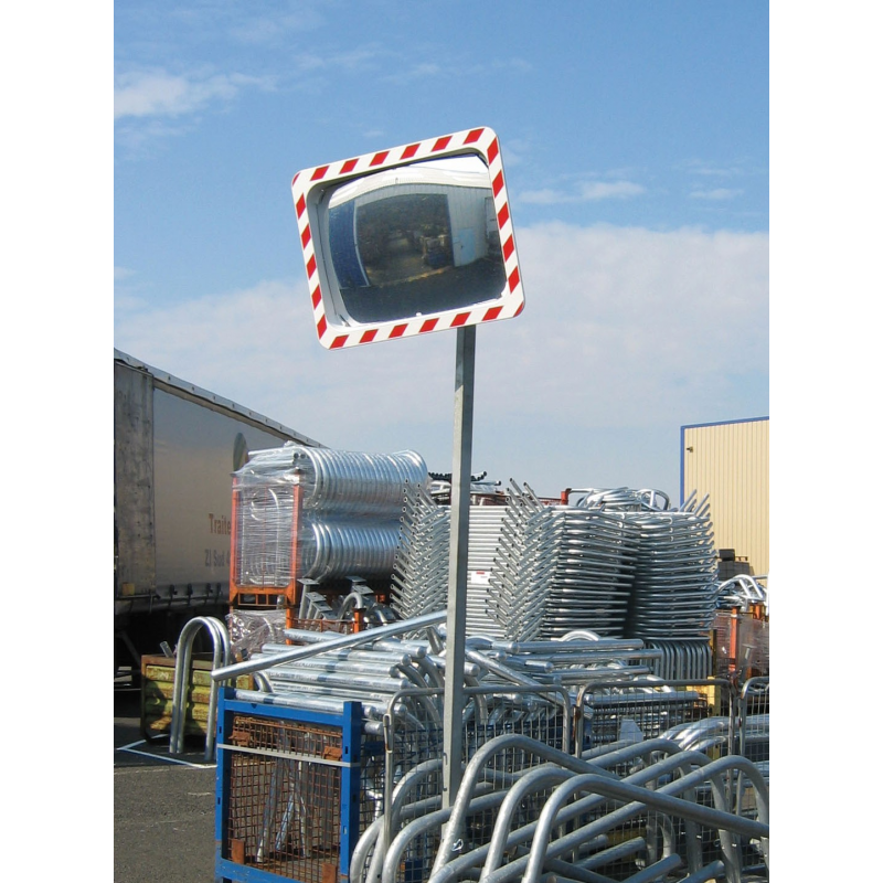 Miroir industrie et logistique - Cadre rouge et blanc avec contrôle 2 directions - Vision à 90° pour intersections_1