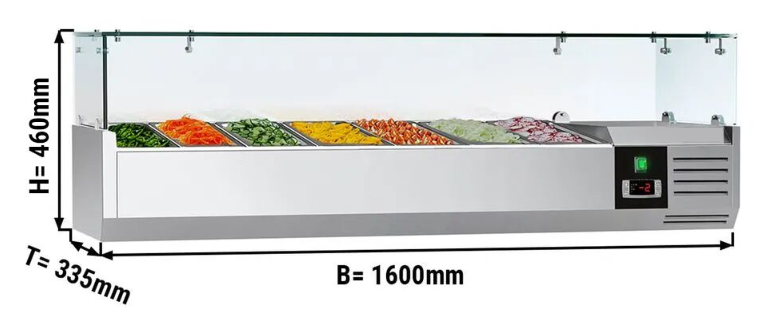 Saladette réfrigérée à poser 7 bacs gn 1/4 - vitrine à ingrédients de 160 cm_1