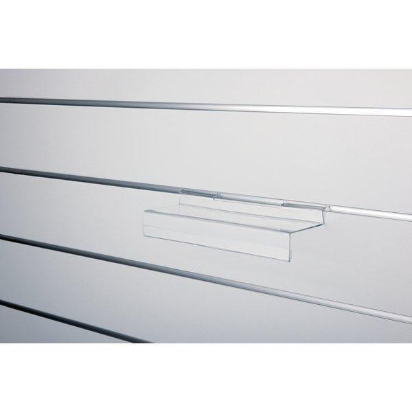 Tablette 100 x 300 mm - transparent - polystyrène - épaisseur 2.5mm - retour porte-étiquette 40 mm_1