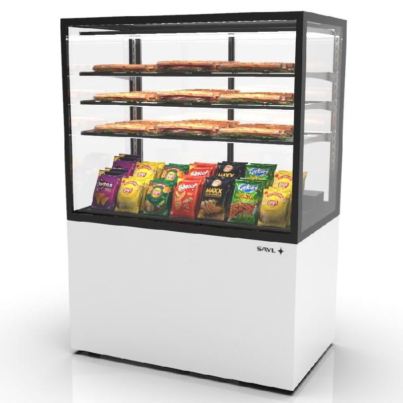 Vitrine neutre INTEGRA sur base - 1000 mm - 4 niveaux - H1400 mm - IN100/80-140N | Sayl Barcelona - 815 mm, Accès Grab & Go, 1400_1