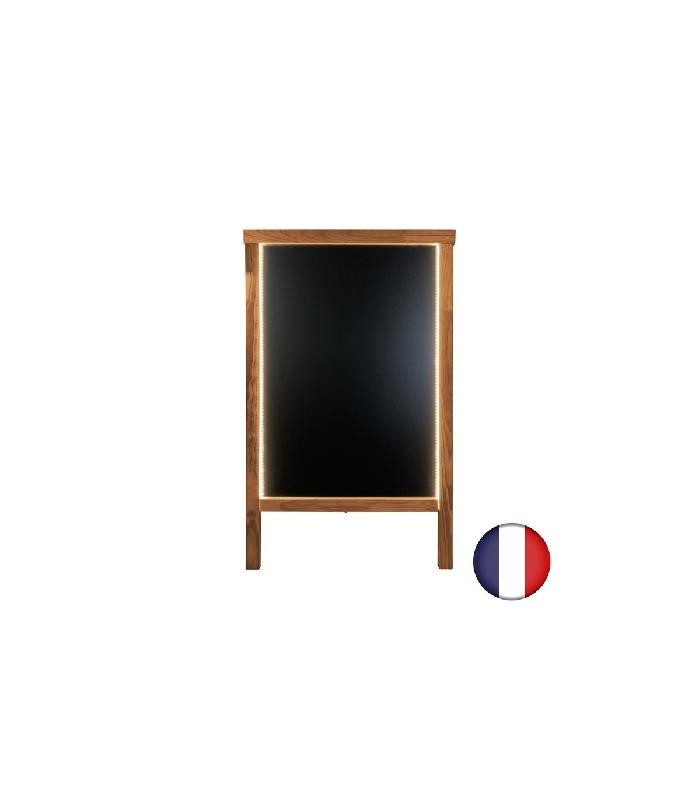 Chevalet stop trottoir en bois avec éclairage LED - 90 x 55 cm - Référence : LSTF49CH+LED_1