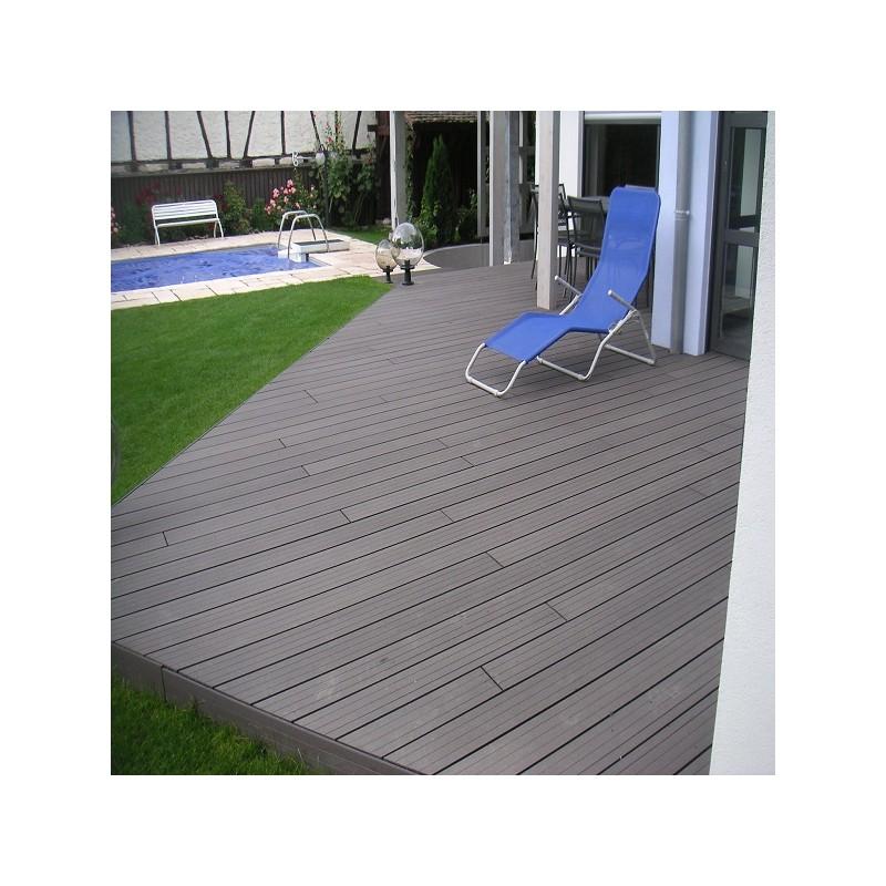 Lame terrasse bois composite alvéolaire Qualita - Gris carbone - 360 cm x 14 cm x 2,5 cm - Surface couverte 0,5 m² - Garantie 10 ans_1